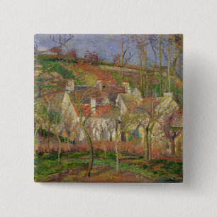 Badge Carré 5 Cm Camille Pissarro   les toits rouges, ou coin d'un