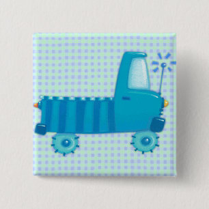 Badge Carré 5 Cm Camion bleu