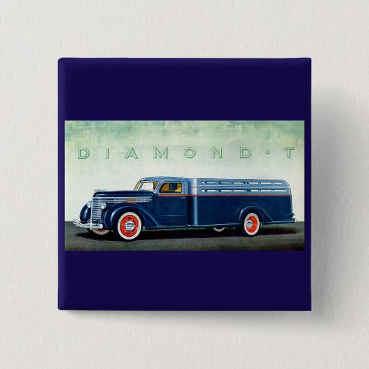 Badge Carré 5 Cm Camion bleu Diamond T 1937 (Devant)