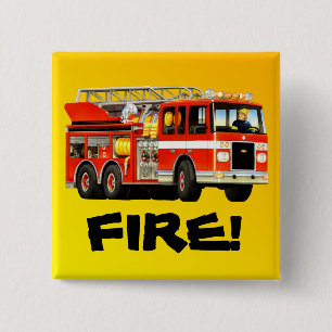 Badge Carré 5 Cm Camion de pompiers