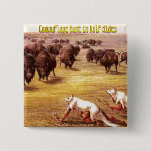 Badge Carré 5 Cm "Camouflage Hunt in Wolf Hides"