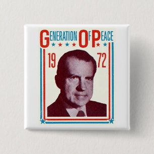 Badge Carré 5 Cm Campagne 1972 présidentielle de Nixon