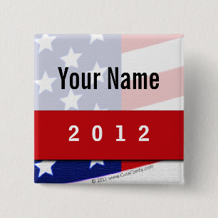 Badge Carré 5 Cm Campagne politique, bannière étoilée de CYO
