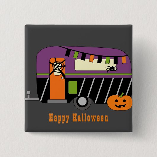 Badge Carré 5 Cm Camper RV Halloween (Devant)