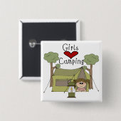 Badge Carré 5 Cm Camping d'amour de filles (Devant & derrière)