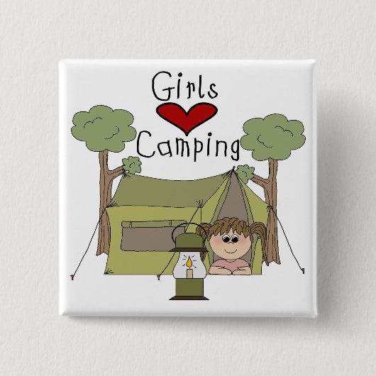 Badge Carré 5 Cm Camping d'amour de filles (Devant)