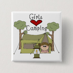 Badge Carré 5 Cm Camping d'amour de filles