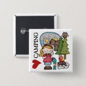 Badge Carré 5 Cm Camping d'amour de la fille I de cheveux blonds (Devant & derrière)