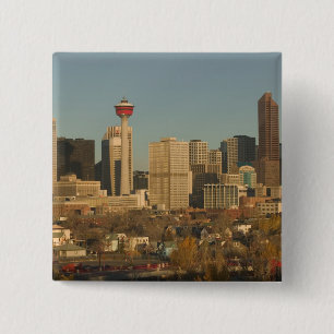 Badge Carré 5 Cm Canada, Alberta, Calgary : Skyline de la ville vue