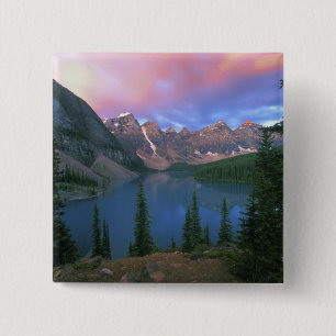 Badge Carré 5 Cm Canada, Alberta, lac Moraine à l'aube, Banff