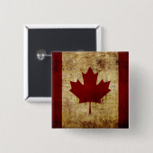 Badge Carré 5 Cm Canada / drapeau grunge (Devant & derrière)