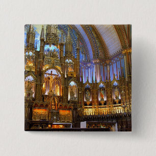 Badge Carré 5 Cm Canada, Québec, Montréal. Intérieur de Notre-Da