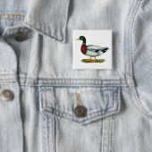 Badge Carré 5 Cm Canard Drake de Mallard (En situation)