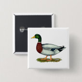 Badge Carré 5 Cm Canard Drake de Mallard (Devant & derrière)
