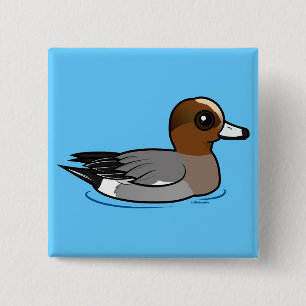 Badge Carré 5 Cm Canard siffleur d'Eurasien de Birdorable