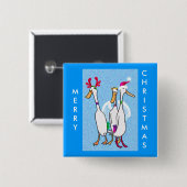 Badge Carré 5 Cm canards de Noël (Devant & derrière)