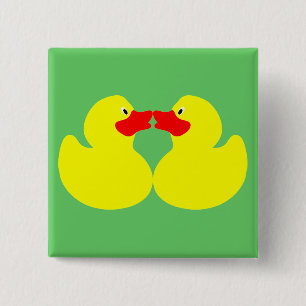 Badge Carré 5 Cm canards jaunes
