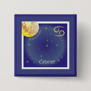 Badge Carré 5 Cm Cancer 22 juin au 22 juillet Boutons