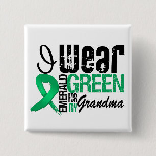 Badge Carré 5 Cm Cancer de foie je porte le vert vert pour ma