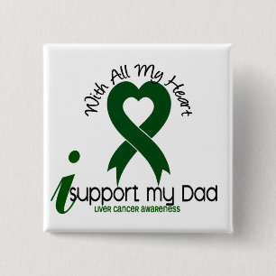 Badge Carré 5 Cm CANCER de FOIE je soutiens mon papa