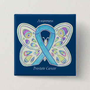 Badge Carré 5 Cm Cancer de la prostate Bleu de sensibilisation Ruba