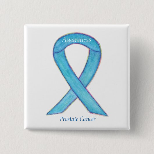 Badge Carré 5 Cm Cancer de la prostate Bleu de sensibilisation Ruba (Devant)