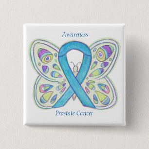 Badge Carré 5 Cm Cancer de la prostate Bleu de sensibilisation Ruba