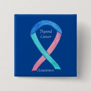 Badge Carré 5 Cm Cancer de la thyroïde Sensibilisation personnalisé