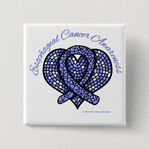 Badge Carré 5 Cm Cancer de l'oesophage Mosaic Coeur Ruban