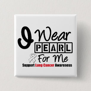 Badge Carré 5 Cm Cancer de poumon je porte le ruban de perle pour