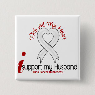 Badge Carré 5 Cm Cancer de poumon je soutiens mon mari