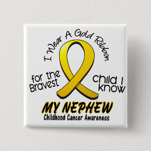 Badge Carré 5 Cm Cancer d'enfance je porte le ruban d'or pour mon