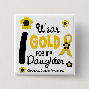 Badge Carré 5 Cm Cancer d'enfance je porte l'or pour ma fille 12