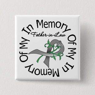 Badge Carré 5 Cm Cancer du cerveau en mémoire de mon beau-père
