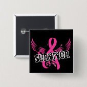 Badge Carré 5 Cm Cancer du sein du survivant 16 (Devant & derrière)