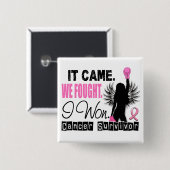 Badge Carré 5 Cm Cancer du sein du survivant 22 (Devant & derrière)