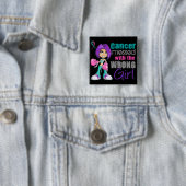 Badge Carré 5 Cm Cancer Du Thyroïde Messagé Avec Une Fille Mauvaise (En situation)