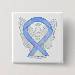 Badge Carré 5 Cm Cancer gastrique Ange Sensibilisation Ruban Art Pi