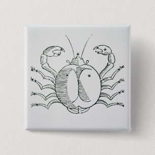 Badge Carré 5 Cm Cancer (le crabe) une illustration du 'poétique