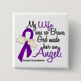 Badge Carré 5 Cm Cancer pancréatique d'épouse de l'ange 2