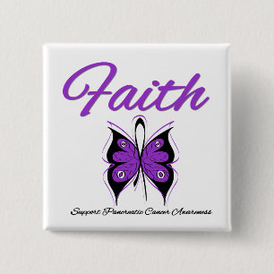 Badge Carré 5 Cm Cancer pancréatique Faith Ruban papillon papillon