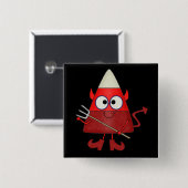 Badge Carré 5 Cm Candy Corn Devil Halloween (Devant & derrière)