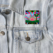 Badge Carré 5 Cm Cantique du bouton Soleil (En situation)