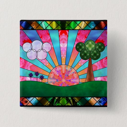 Badge Carré 5 Cm Cantique du bouton Soleil (Devant)