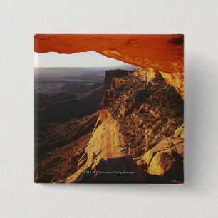 Badge Carré 5 Cm Canyon renversé et rocheux de roche orange