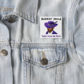 Badge Carré 5 Cm Capot de Robbin - Obama (En situation)