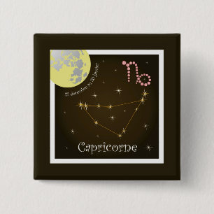 Badge Carré 5 Cm Capricorne 22 décembre 20 janvier Buttons