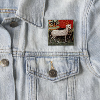 Badge Carré 5 Cm Capricorne chèvre signe Zodiac fête d'anniversaire