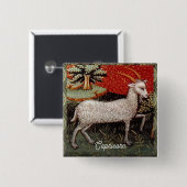 Badge Carré 5 Cm Capricorne chèvre signe Zodiac fête d'anniversaire (Devant & derrière)