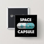 Badge Carré 5 Cm Capsule d'espace (Devant & derrière)
